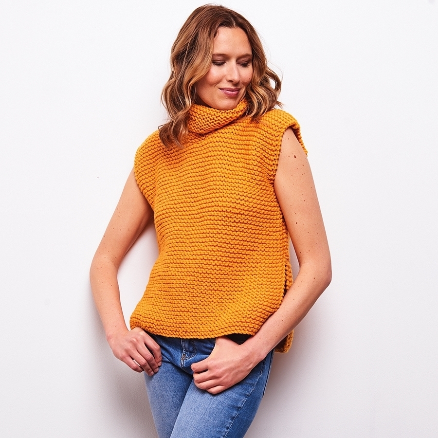 PULL SANS MANCHES EN LAINE MERINO CHAUDE