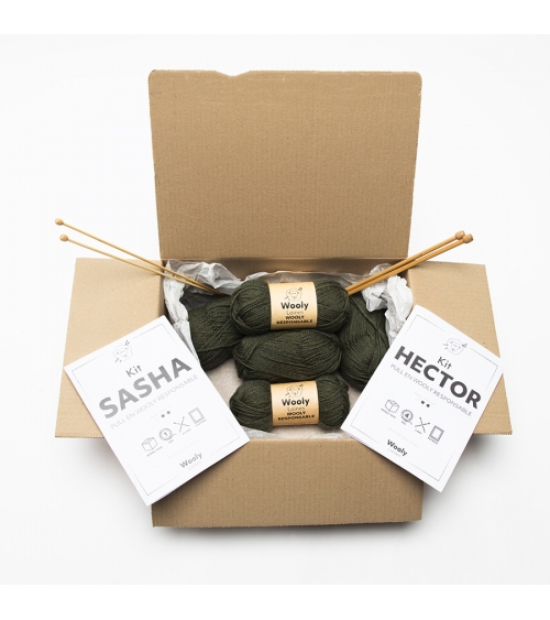 Sacha & Hector Écharpe & Bonnet - Kit de Tricot en Wooly Responsable Pelotes de 50 gr.
Niveau débutant
Le duo qui vous protége